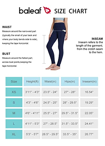 BALEAF Youth Girls Fleece Lined Leggings Winter Warm High Waisted Kids Athletic Trousers Hiking Running Yoga Navy Blue M