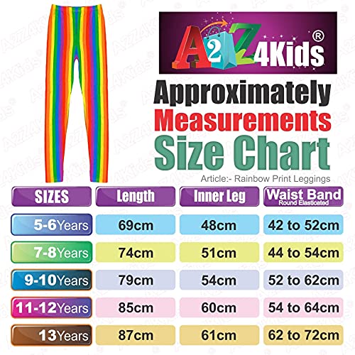 A2Z 4 Kids Kids Girls Multi Color Outfit Summer Wear - Rainbow Legging._7-8