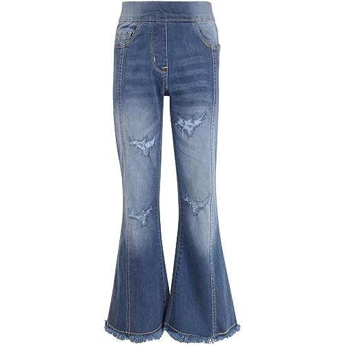 A2Z 4 Kids Girls Straight Fit Stretch Bootcut Jean Baggy Wide - Jeans JN41 Mid Blue._13-14