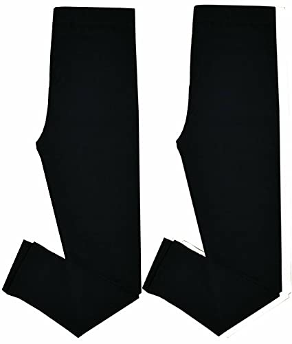 Alanna Jones Pack of 2 Cotton Rich Girls Black Leggings Ideal for School Casual Party Regular Wear Ages 7-13 Years (11-12 Years)