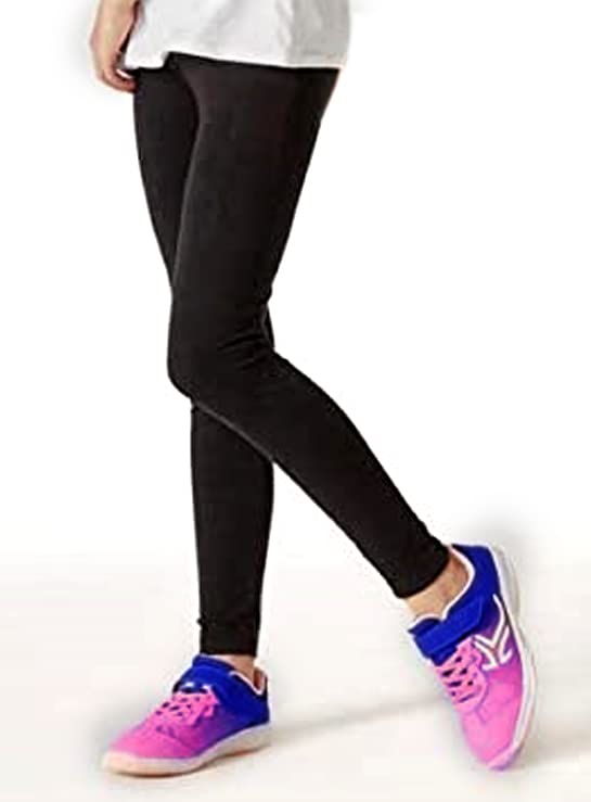 Bahob® Girl’s Leggings Plain Pants for Kids Full Length Skin Tight, Stretch Fit Cotton Legging 5-6 to 13-14 Years (9-10 Years, Black)