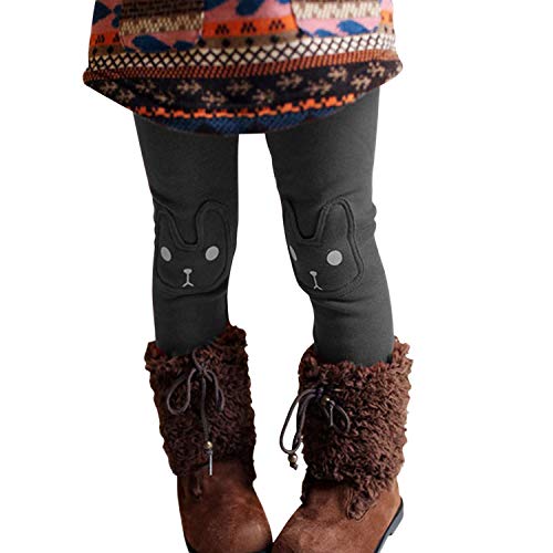 LAEMILIA Toddler Kids Girls Winter Warm Knit Pants Winter Thick Fleece Lined Stretch Thermal Leggings Tights Christmas (7-8 Years/tag 130, Grey)