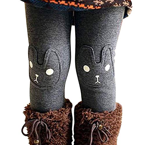 LAEMILIA Toddler Kids Girls Winter Warm Knit Pants Winter Thick Fleece Lined Stretch Thermal Leggings Tights Christmas (7-8 Years/tag 130, Grey)