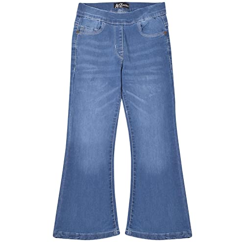 A2Z 4 Kids Girls Comfort Mid Blue Stretchy Flared Bell Bottom Pants - Jeans JN36 Mid Blue._13-14