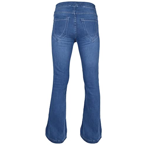 A2Z 4 Kids Girls Comfort Mid Blue Stretchy Flared Bell Bottom Pants - Jeans JN36 Mid Blue._13-14