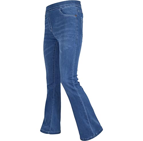 A2Z 4 Kids Girls Comfort Mid Blue Stretchy Flared Bell Bottom Pants - Jeans JN36 Mid Blue._13-14