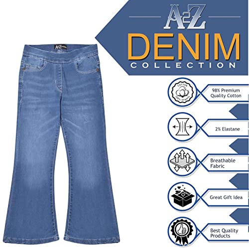 A2Z 4 Kids Girls Comfort Mid Blue Stretchy Flared Bell Bottom Pants - Jeans JN36 Mid Blue._13-14