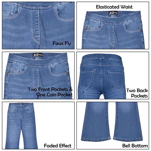 A2Z 4 Kids Girls Comfort Mid Blue Stretchy Flared Bell Bottom Pants - Jeans JN36 Mid Blue._13-14