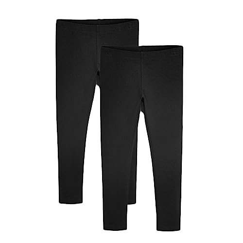 Sock Stack Leggings Pack of 2 Girls Black Legging Everyday Comfort Fit Super Soft Legging Cotton Rich with Added Stretch, 13 Years