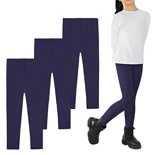 Auranso Toddler Girls Leggings Basic Full Length Cotton Tights Pants 10-12 Years Navy