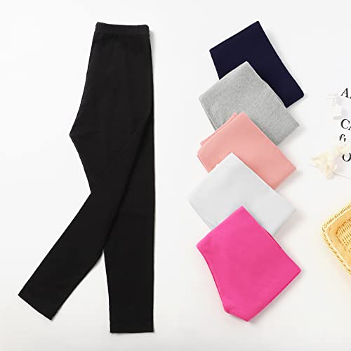Auranso Toddler Girls Leggings Basic Full Length Cotton Tights Pants 10-12 Years Navy