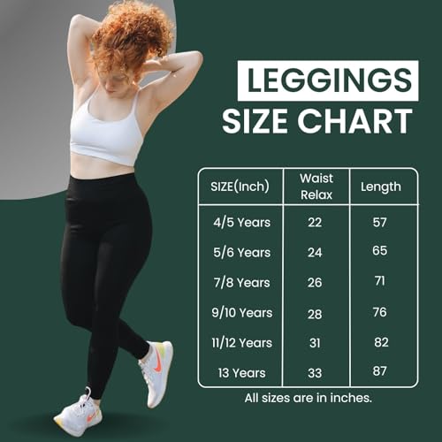 2 Pack Girl's Kid's Children Plain Stretch fit 95% Cotton Girls Leggings for Age Range 5 to 14 for Dance, Yoga, Exercise, Running or Dailywear (13/14 Years, Black)