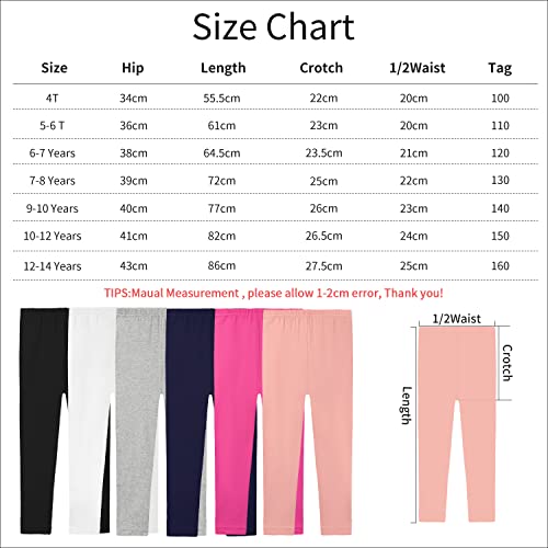 Auranso Toddler Girls Leggings Basic Full Length Cotton Tights Pants 10-12 Years Navy