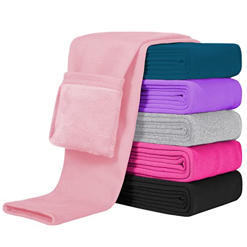 Witwot Girls Fleece Lined Leggings Thermal Winter Pants Black Trouser Pink 9-10 Years