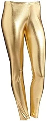 BOOM Prime Girls Shiny Wet Look Leggings Kids Liquid Metallic Dance Footless Tights Pants (as8, Age, 11, 12, Regular, Regular, Gold, 11-12 Years)