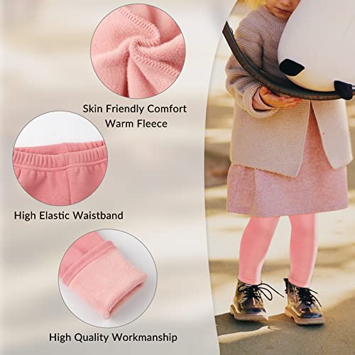 Witwot Girls Fleece Lined Leggings Thermal Winter Pants Black Trouser Pink 9-10 Years