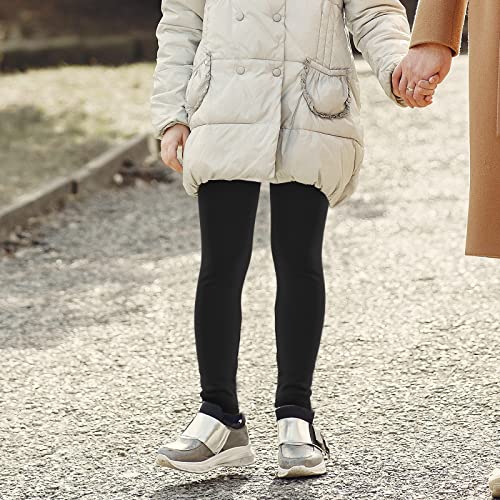 KEREDA Girls Fleece Lined Leggings Thermal Leggings Kids Warme Winter Pants Trousers 4-13 Years Pack of 2 Black/Black