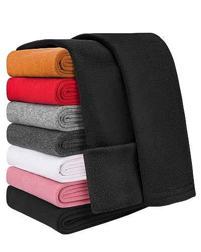 Auranso Girls Fleece Lined Thermal Leggings Cotton Winter Warm Thick Trousers Tights for Kids Black, 6-7 Years