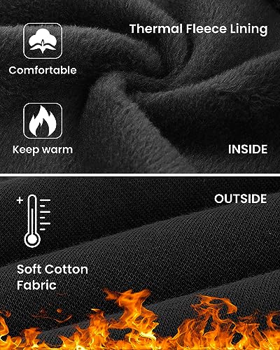 Auranso Girls Fleece Lined Thermal Leggings Cotton Winter Warm Thick Trousers Tights for Kids Black, 6-7 Years