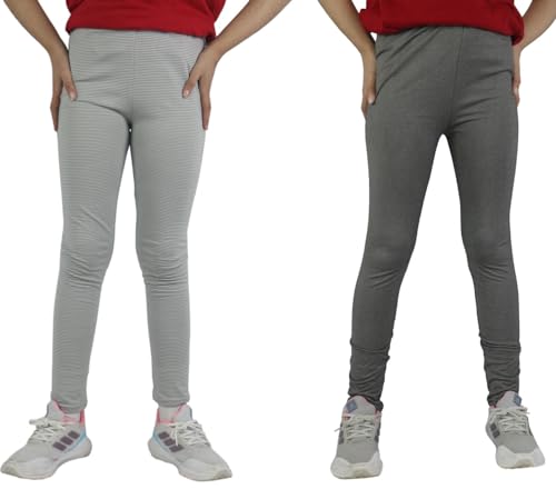 Bahob® 2 Pack Girl’s Leggings Pants for Kids Full Length Skin Tight, Stretch Fit Cotton Legging 5-6 to 13-14 Years (GPL-49-A 7-8 Years)