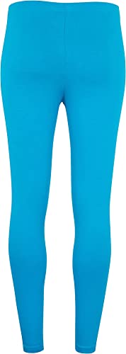 Girls Children Full Length Plain Cotton Leggings Cycling Casual Wear Trouser Legging Solid Tights Pants for Kids Age 1-13 (9-10 Years, Turquoise)