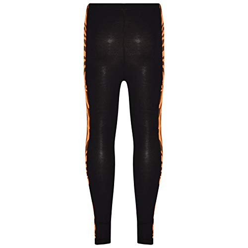 A2Z 4 Kids Girls Dance Party Panelled Trouser Tights - Legging Zebra Panel Neon Orange 7-8