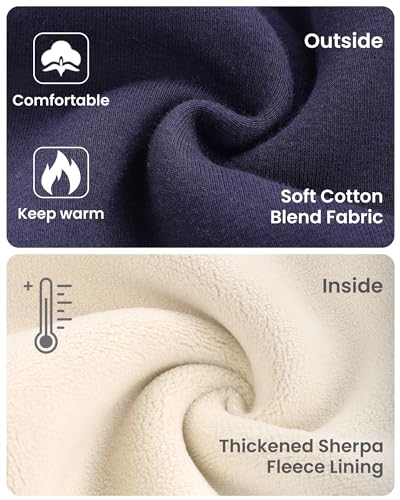 Auranso Girls Fleece Lined Thermal Sherpa-Lined Leggings Cotton Kids Winter Thick Warm Cartoon Bunny Embroidery Trousers Navy, 3-4 Years