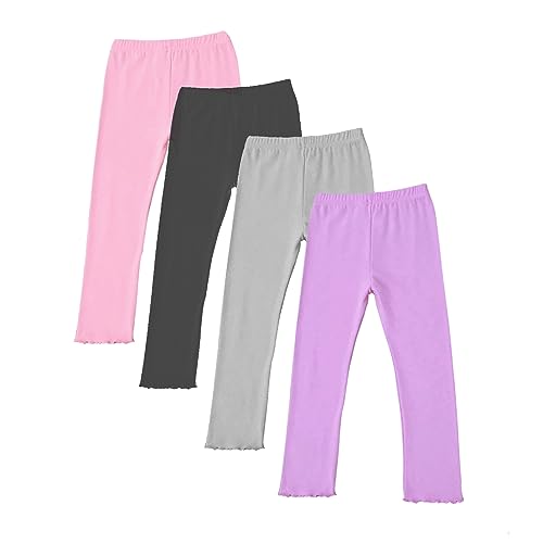 Kids Girls Leggings 4 Pack Multicolor Full Length Lightweight and Comfortable Pant Trouser Girl Active Leggings 3-4Years（100）