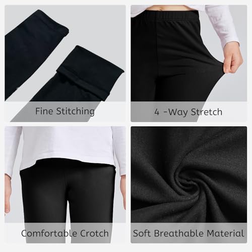 AMIYOYO 2 Pack Girls Leggings Full Length Toddler Pants Black Trousers Stretchy Tights School Dance Cycling Gym Casual Wear 4-12 Years