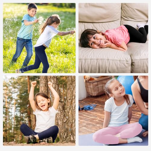 AMIYOYO 2 Pack Girls Leggings Full Length Toddler Pants Black Trousers Stretchy Tights School Dance Cycling Gym Casual Wear 4-12 Years