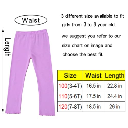 Kids Girls Leggings 4 Pack Multicolor Full Length Lightweight and Comfortable Pant Trouser Girl Active Leggings 3-4Years（100）