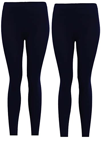 2 Girls Basic Black Stretchy Casual Leggings Size 5-13 yrs (11-12 Years, Black)