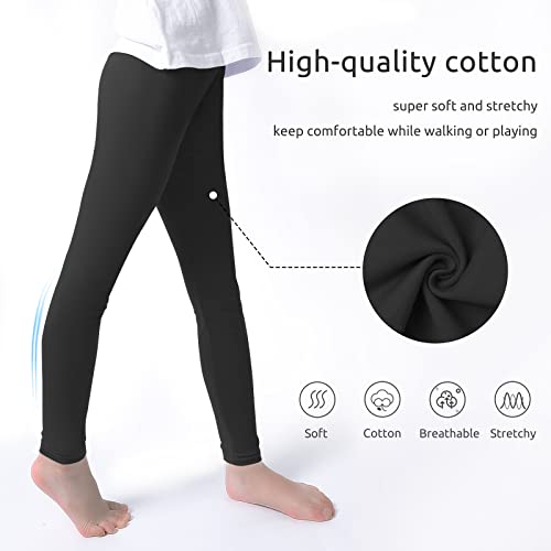KEREDA Girls Black Leggings Kids Full Length Plain Cotton Stretchy Pants 5-13 Years 3 Packs