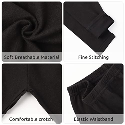 KEREDA Girls Black Leggings Kids Full Length Plain Cotton Stretchy Pants 5-13 Years 3 Packs