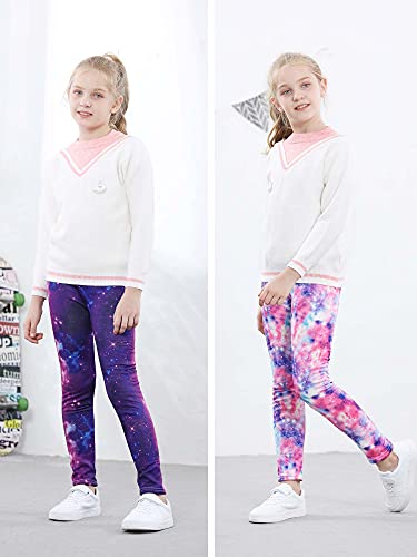 Adorel Girls Fleece Lined Leggings Thermal Trousers Winter Pack of 2 Galaxy 8-9 Years (Manufacturer Size: 140)