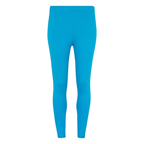 Kids Children Full Length Plain Cotton Leggings Cycling Casual Wear Trouser Legging Solid Tights Pants for Kids Ages (9-10 Years, Turquoise)