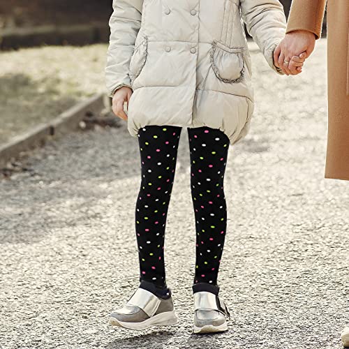 KEREDA Girls Fleece Lined Leggings Thermal Leggings Kids Cute Printed Warme Winter Pants Trousers 3-12 Years Pack of 2