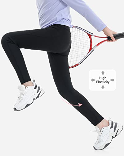 Adorel Girls Sports Leggings Full Length Plain Pack of 2 Black with Pockets 11-12 Years (Manufacturer Size: 160)