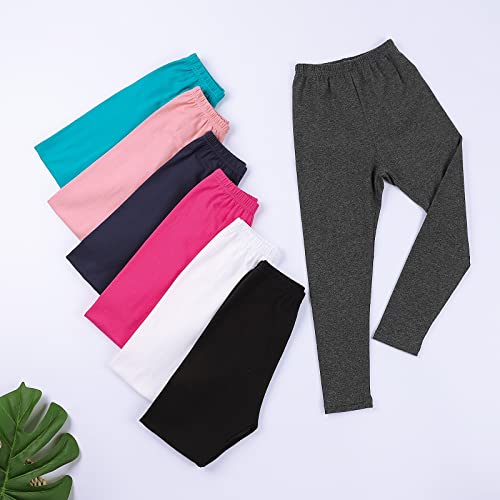 KEREDA Girls Black Leggings Kids Full Length Plain Cotton Stretchy Pants 5-13 Years 3 Packs