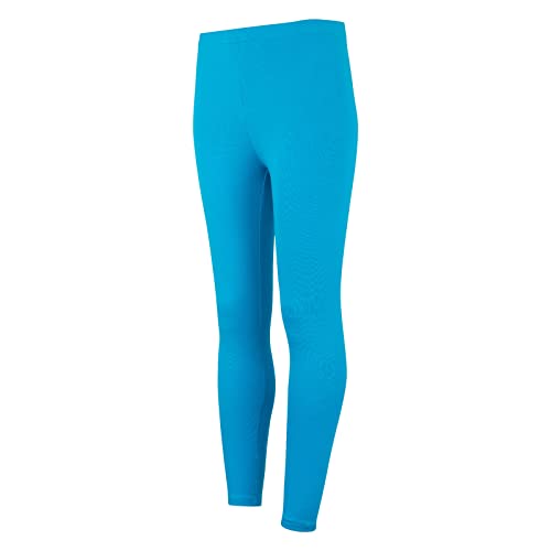 Kids Children Full Length Plain Cotton Leggings Cycling Casual Wear Trouser Legging Solid Tights Pants for Kids Ages (9-10 Years, Turquoise)