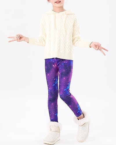 Adorel Girls Fleece Lined Leggings Thermal Trousers Winter Pack of 2 Galaxy 8-9 Years (Manufacturer Size: 140)