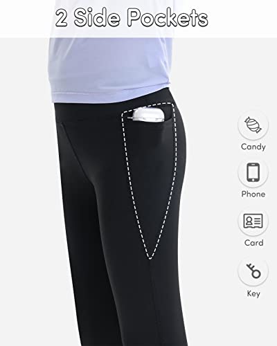 Adorel Girls Sports Leggings Full Length Plain Pack of 2 Black with Pockets 11-12 Years (Manufacturer Size: 160)