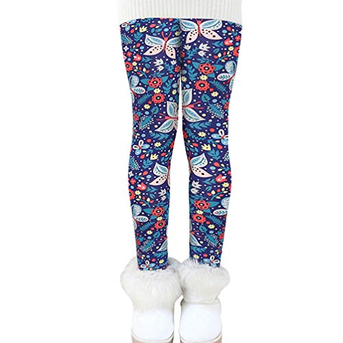 Ugitopi Girls Winter Thick Warm Long Pants Printing Fleece Lined Leggings (Butterfly 140)