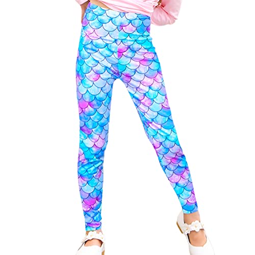 Nidoul Kid Girls Unicorn Rainbow Mermaid Leggings Soft Stretchy Pants High Waist Slim Tights