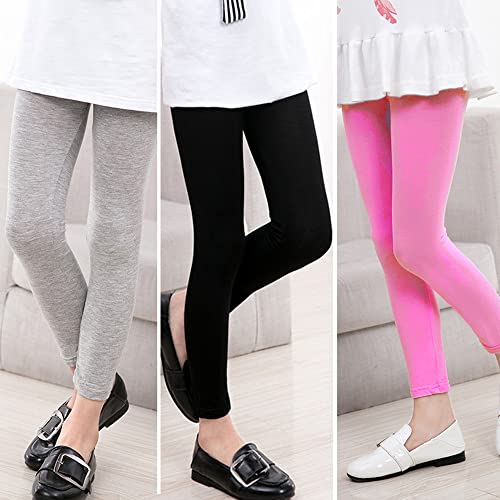 Little Girls Leggings 4-Pack Basic Cotton Leggings for Kids Baby Girls' Leggings Trousers (3-4 Years)