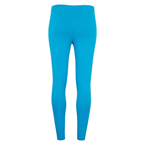 Kids Children Full Length Plain Cotton Leggings Cycling Casual Wear Trouser Legging Solid Tights Pants for Kids Ages (9-10 Years, Turquoise)