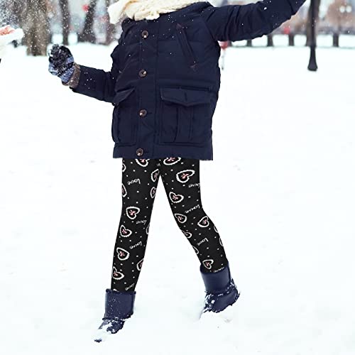 KEREDA Girls Fleece Lined Leggings Thermal Leggings Kids Cute Printed Warme Winter Pants Trousers 3-12 Years Pack of 2