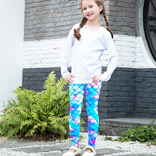 Nidoul Kid Girls Unicorn Rainbow Mermaid Leggings Soft Stretchy Pants High Waist Slim Tights