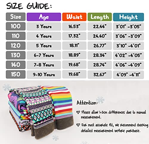 Ugitopi Girls Winter Thick Warm Long Pants Printing Fleece Lined Leggings (Butterfly 140)