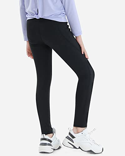 Adorel Girls Sports Leggings Full Length Plain Pack of 2 Black with Pockets 11-12 Years (Manufacturer Size: 160)